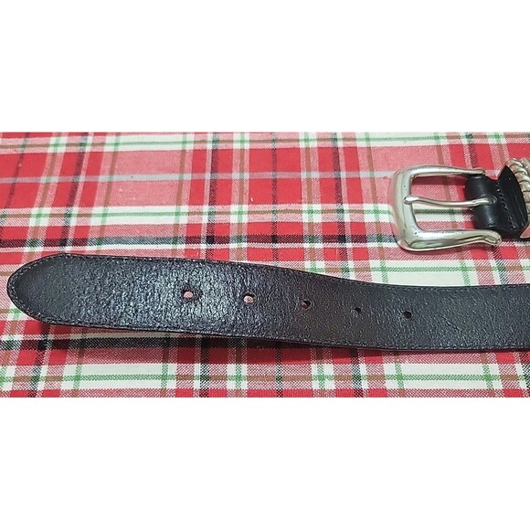 Brighton Black Leather Belt Silver Buckle Vintage Size Small 35603 main image 5